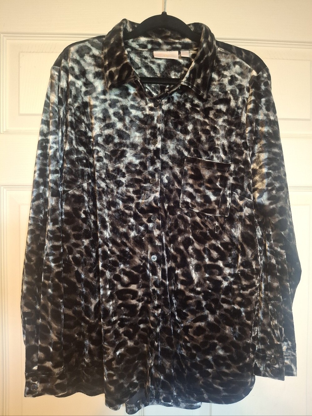 Belle by Kim Gravel Velvet Leopard-Pattern Shirt Jacket